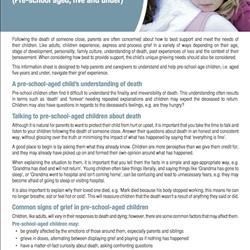 Children &amp; Grief (Pre-School) Information Sheet (x10)